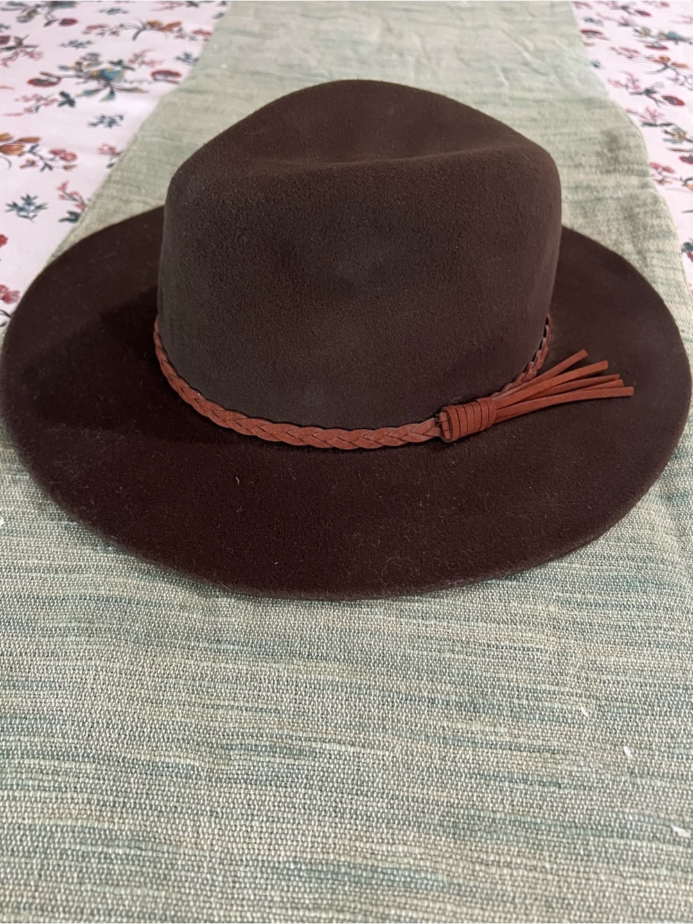 summer & rose Brown Felt Fedora with Braided Band